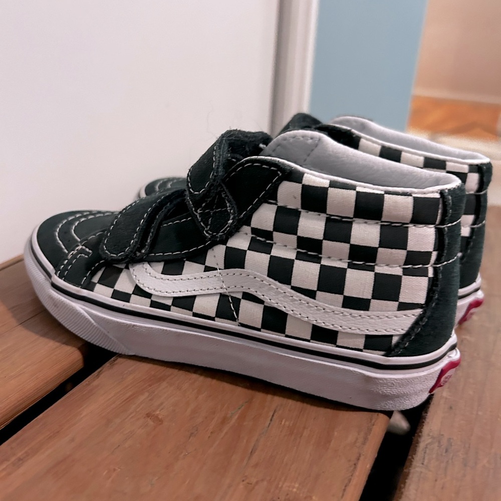 Kids size 1 | Vans | green checkered high top